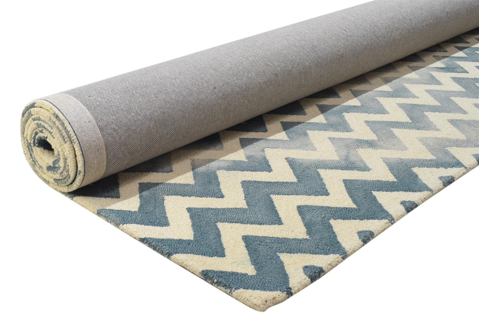 8' X 10' Rug Wool Charcoal Modern Hand Tufted Scandinavian Chevron Large Carpet 