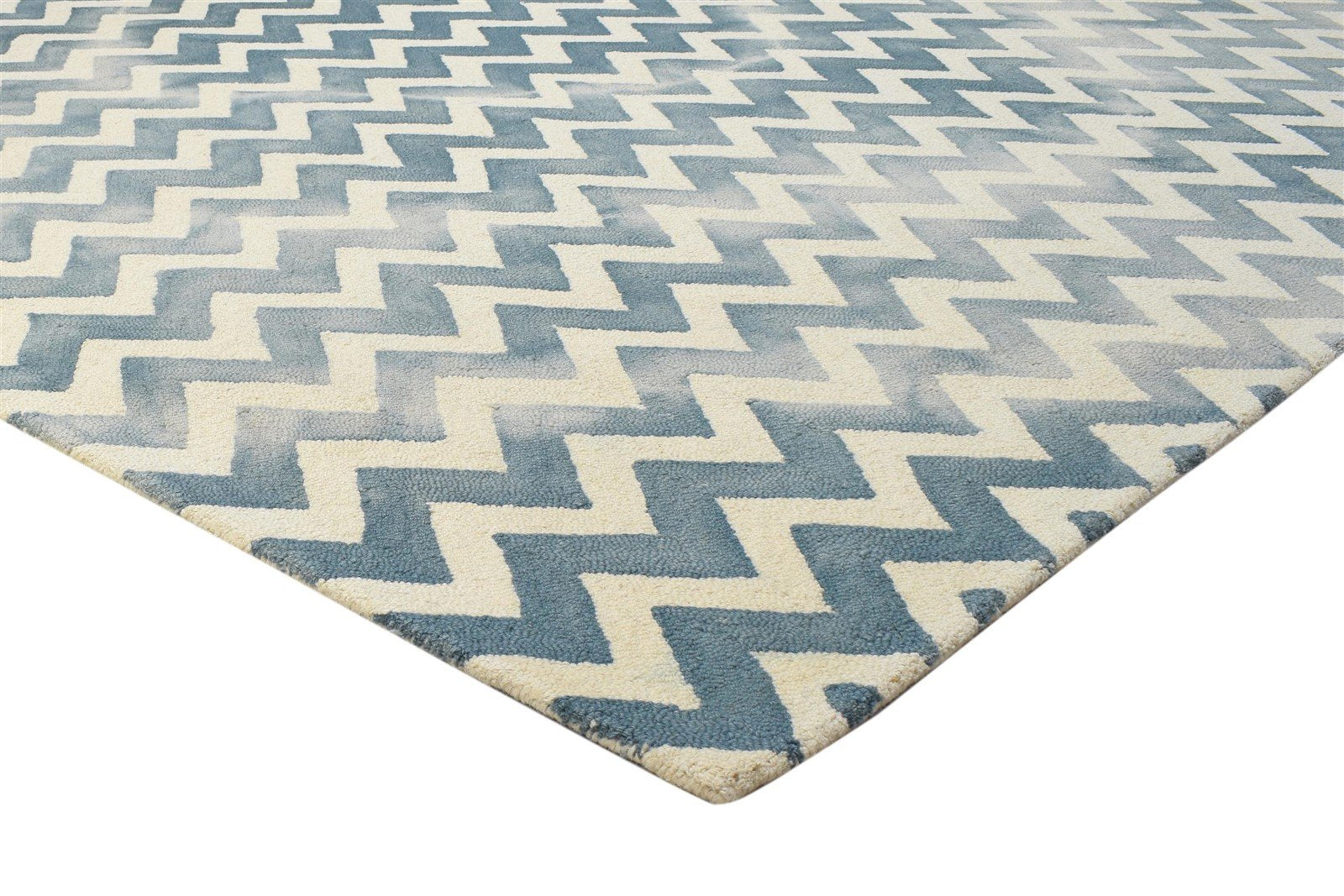 8' X 10' Rug Wool Charcoal Modern Hand Tufted Scandinavian Chevron Large Carpet 