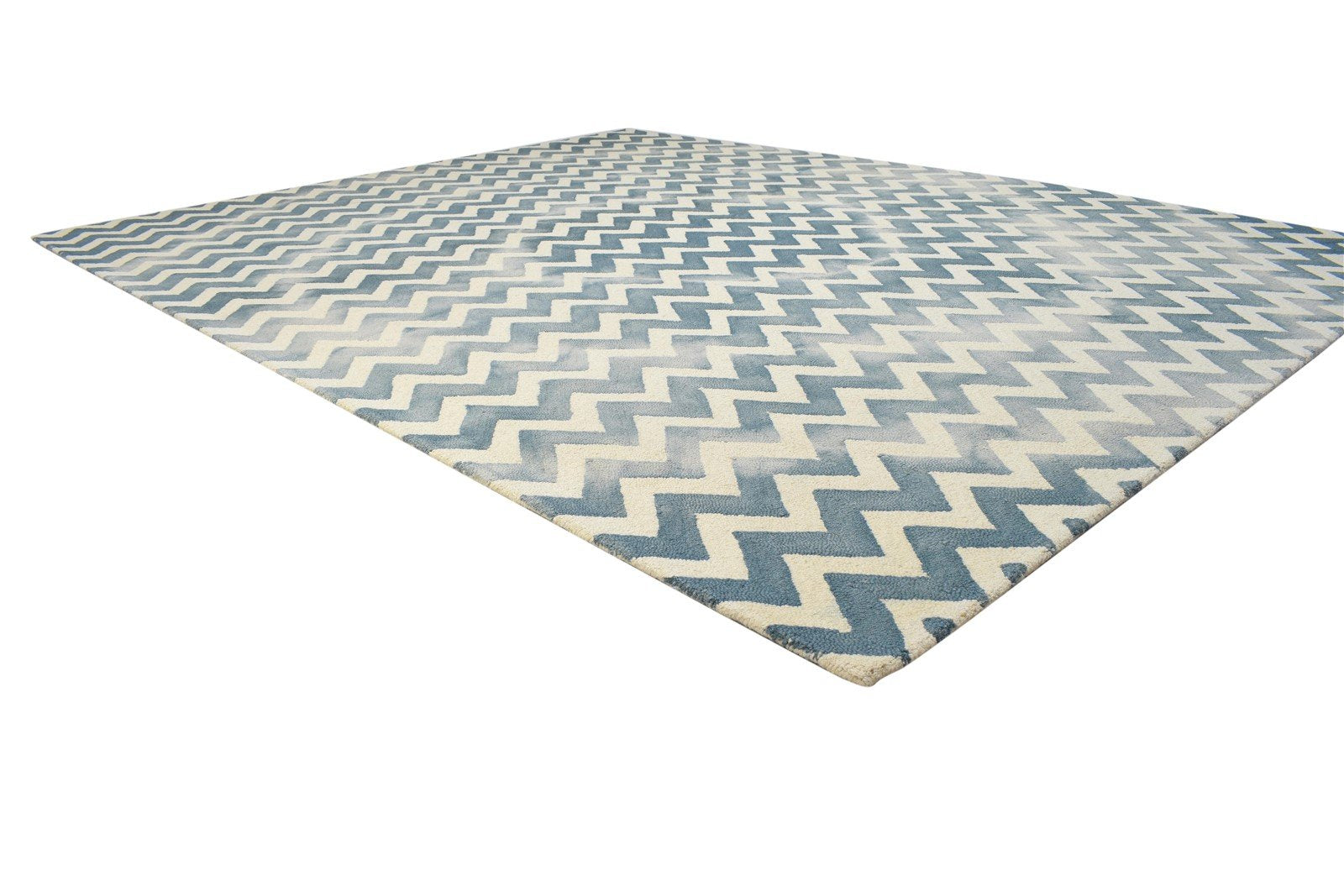 8' X 10' Rug Wool Charcoal Modern Hand Tufted Scandinavian Chevron Large Carpet 