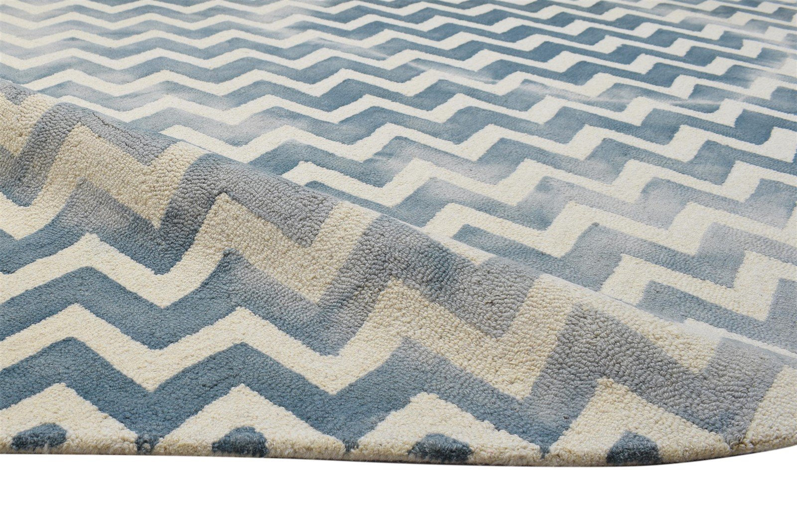 8' X 10' Rug Wool Charcoal Modern Hand Tufted Scandinavian Chevron Large Carpet 