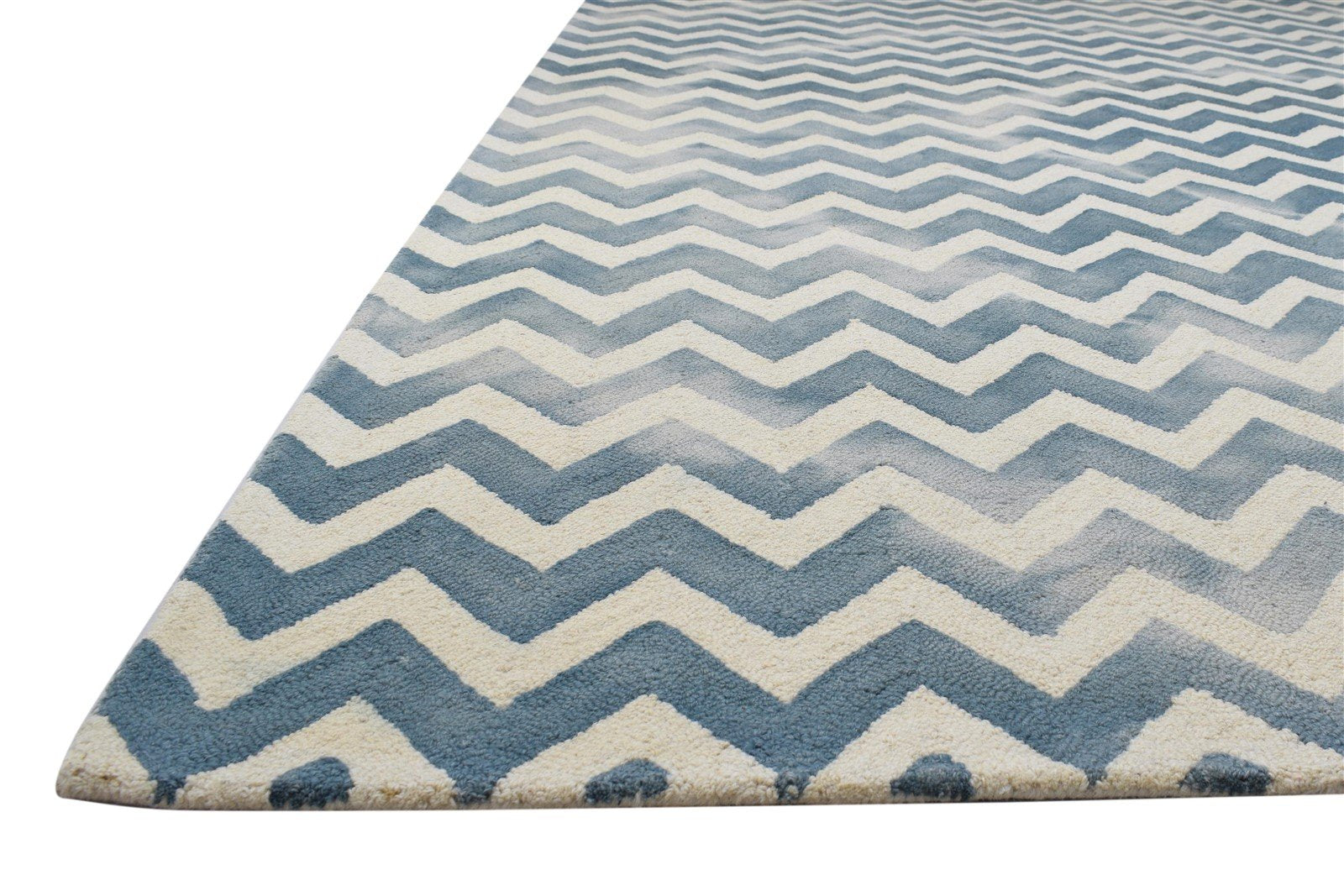 8' X 10' Rug Wool Charcoal Modern Hand Tufted Scandinavian Chevron Large Carpet 