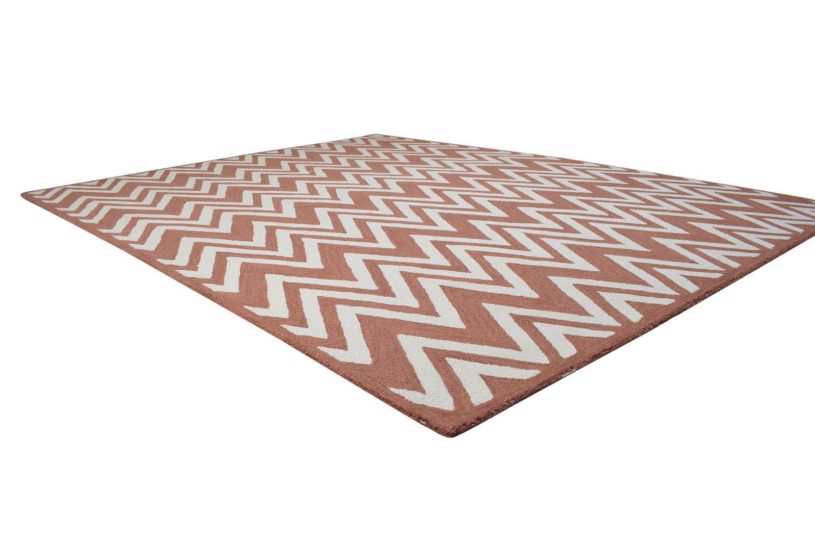 8' X 10' Rug Wool Rust Modern Hand Tufted Scandinavian Chevron Large Carpet 