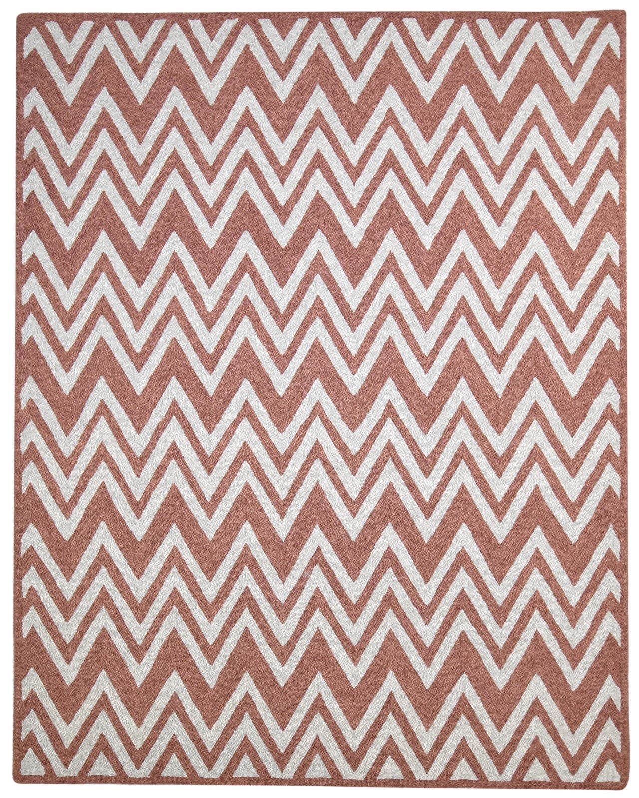 8' X 10' Rug Wool Rust Modern Hand Tufted Scandinavian Chevron Large Carpet 