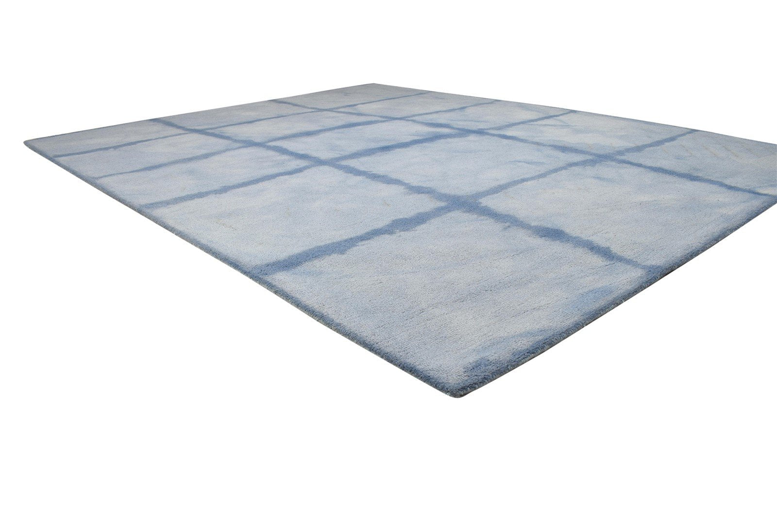 Hand Tufted Grey Wool Rug 8' X 10' Modern Shibori Tie Dye Large Carpet 