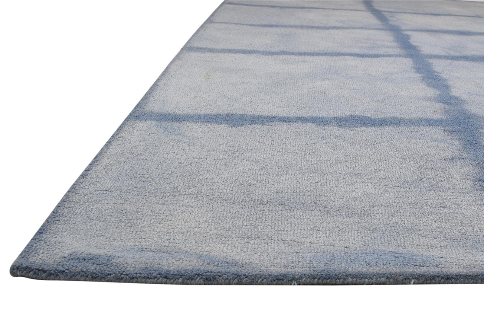 Hand Tufted Grey Wool Rug 8' X 10' Modern Shibori Tie Dye Large Carpet 