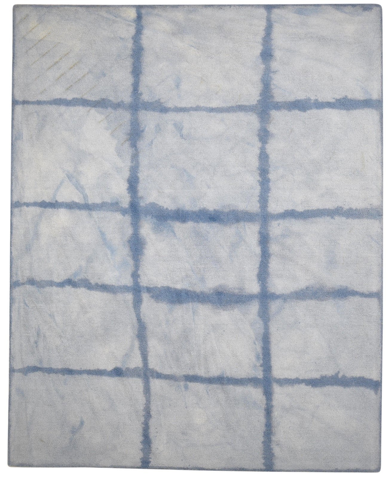 Hand Tufted Grey Wool Rug 8' X 10' Modern Shibori Tie Dye Large Carpet 