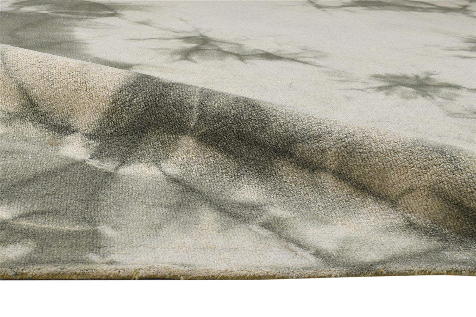 8' X 10' Rug Wool Khaki Modern Hand Tufted Shibori Tie Dye Large Carpet 