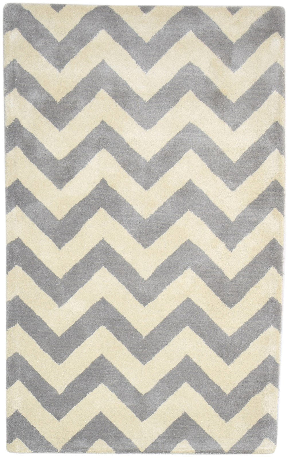 Wool Grey Rug 3' X 5' Modern Hand Tufted Scandinavian Chevron Room Size Carpet 