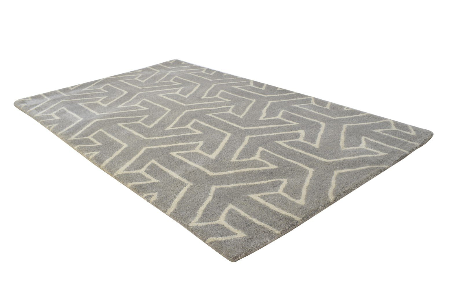 Hand Tufted Brown Wool Rug 3' X 5' Modern Scandinavian Arrow Room Size Carpet 