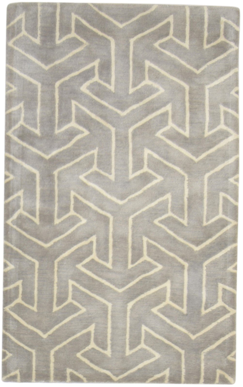 Hand Tufted Brown Wool Rug 3' X 5' Modern Scandinavian Arrow Room Size Carpet 