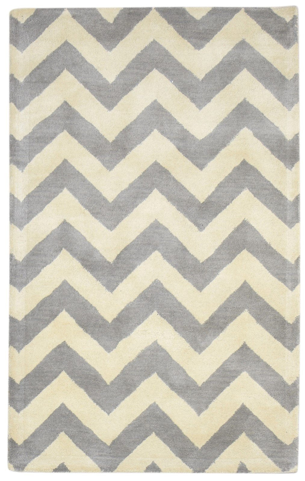 Wool Grey Rug 3' X 5' Modern Hand Tufted Scandinavian Chevron Room Size Carpet 