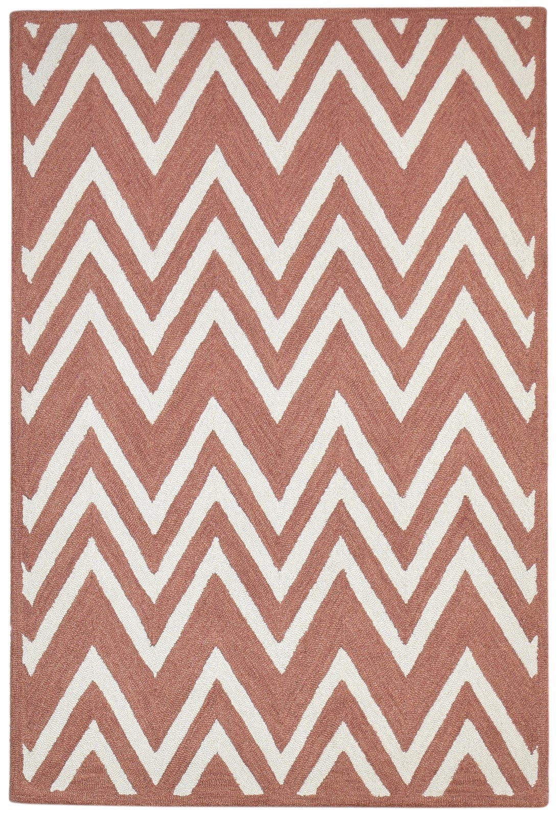 Rust Wool Rug 4' X 6' Modern Hand Tufted Scandinavian Chevron Room Size Carpet 