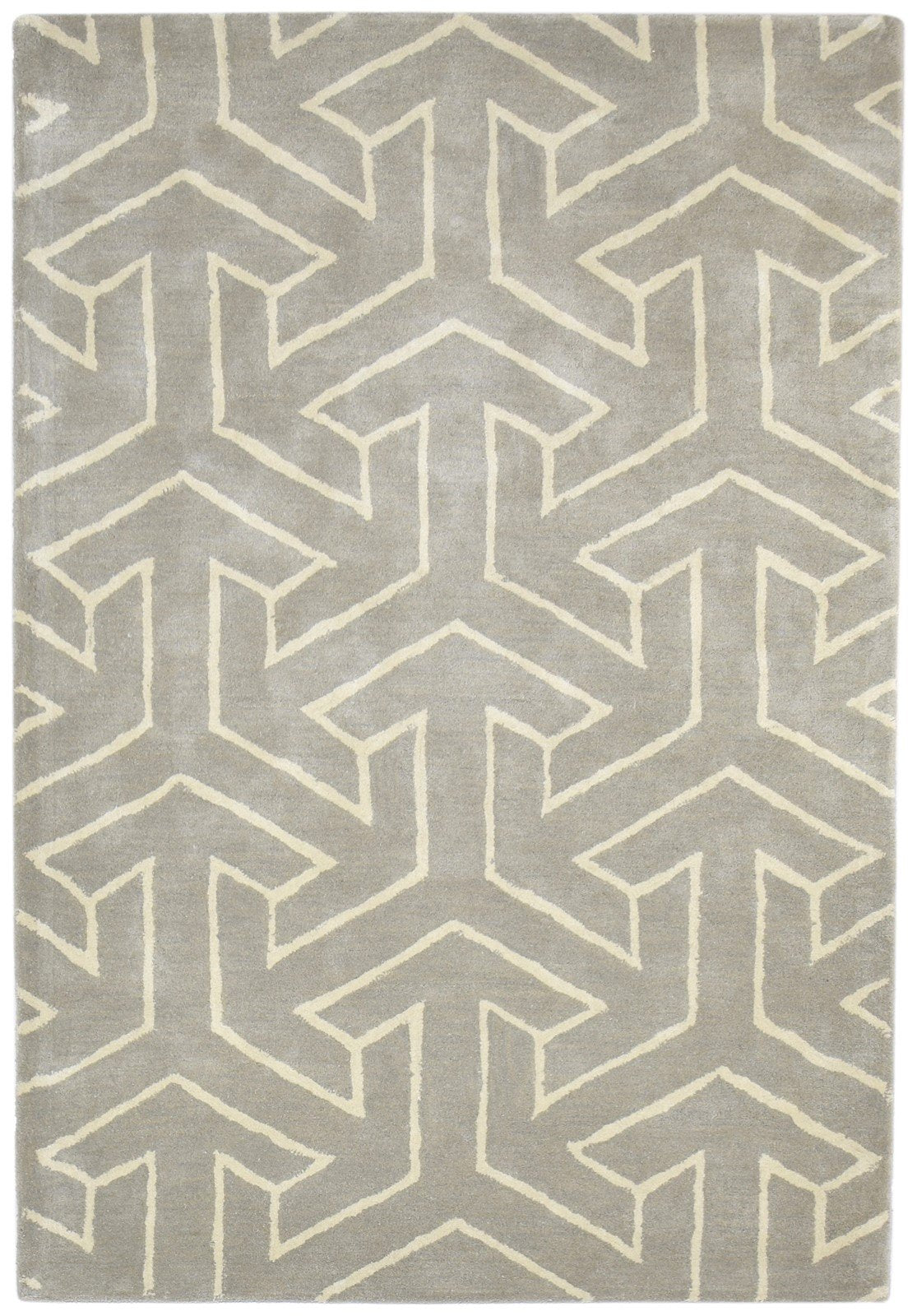 Hand Tufted Brown Wool Rug 4' X 6' Modern Scandinavian Arrow Room Size Carpet 