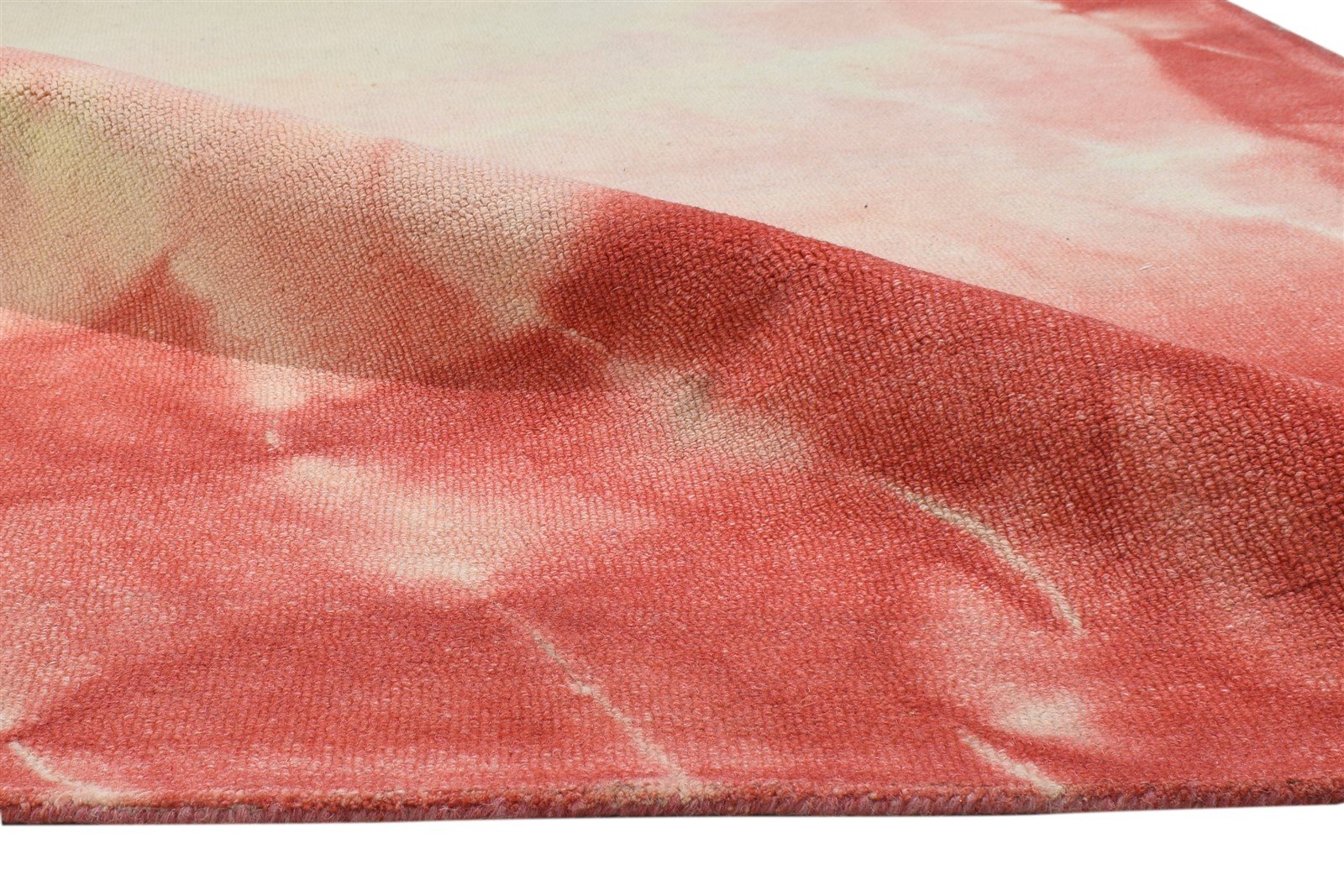 Hand Tufted Red Wool Rug 4' X 6' Modern Shibori Tie Dye Room Size Carpet 