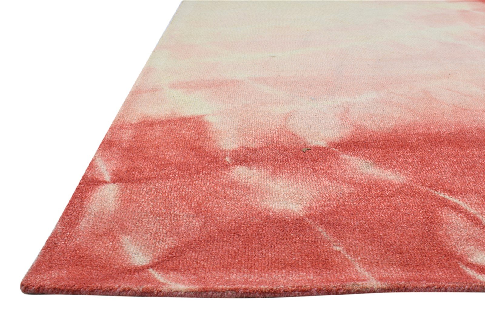 Hand Tufted Red Wool Rug 4' X 6' Modern Shibori Tie Dye Room Size Carpet 