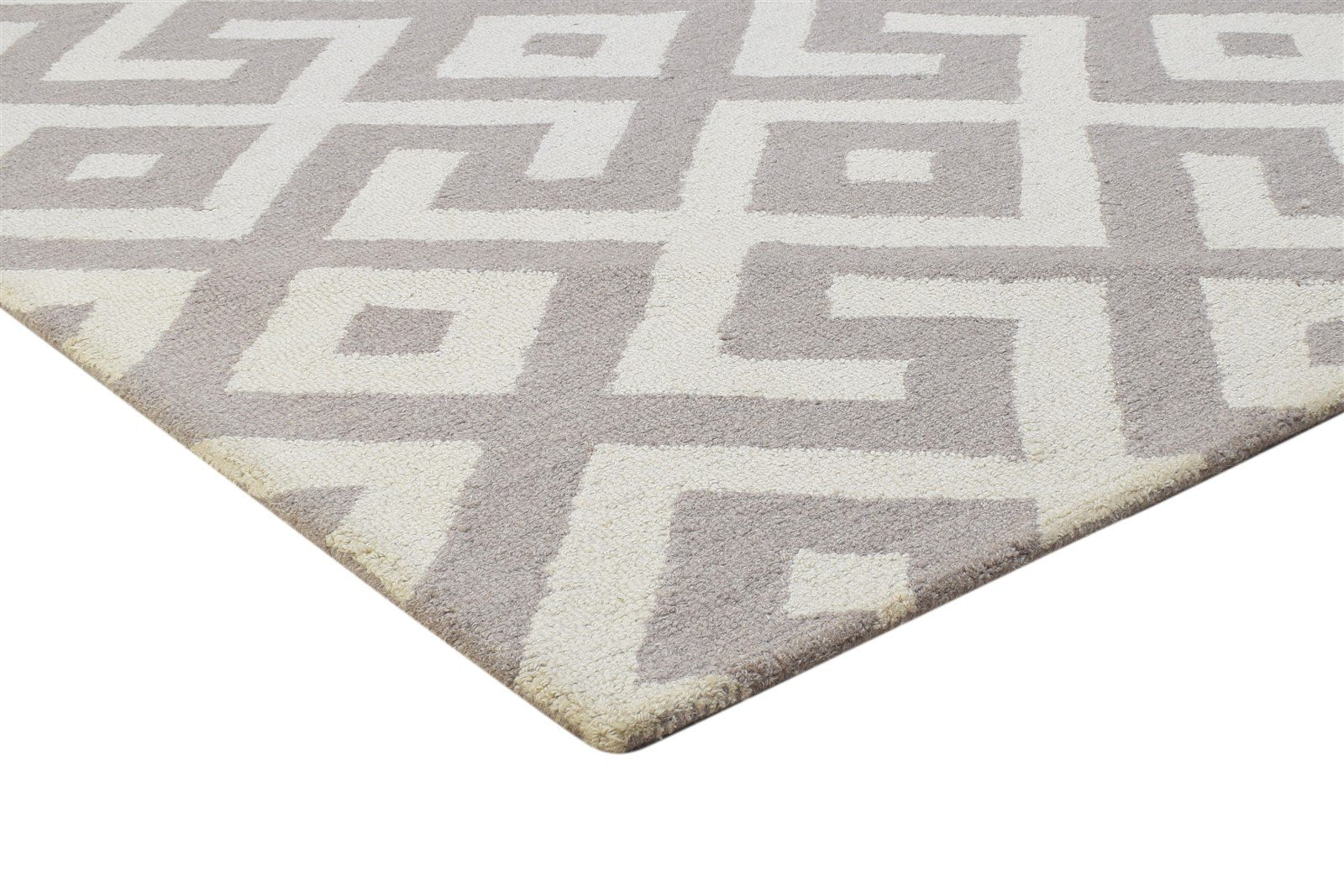 Sand Wool Rug 4' X 6' Modern Hand Tufted Scandinavian Geometric Room Size Carpet 