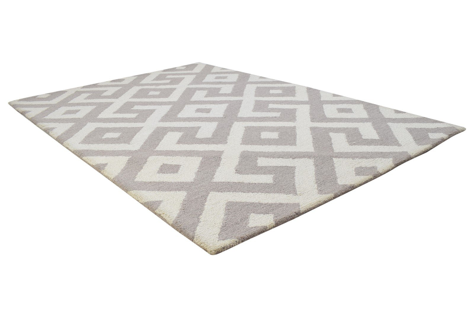 Sand Wool Rug 4' X 6' Modern Hand Tufted Scandinavian Geometric Room Size Carpet 