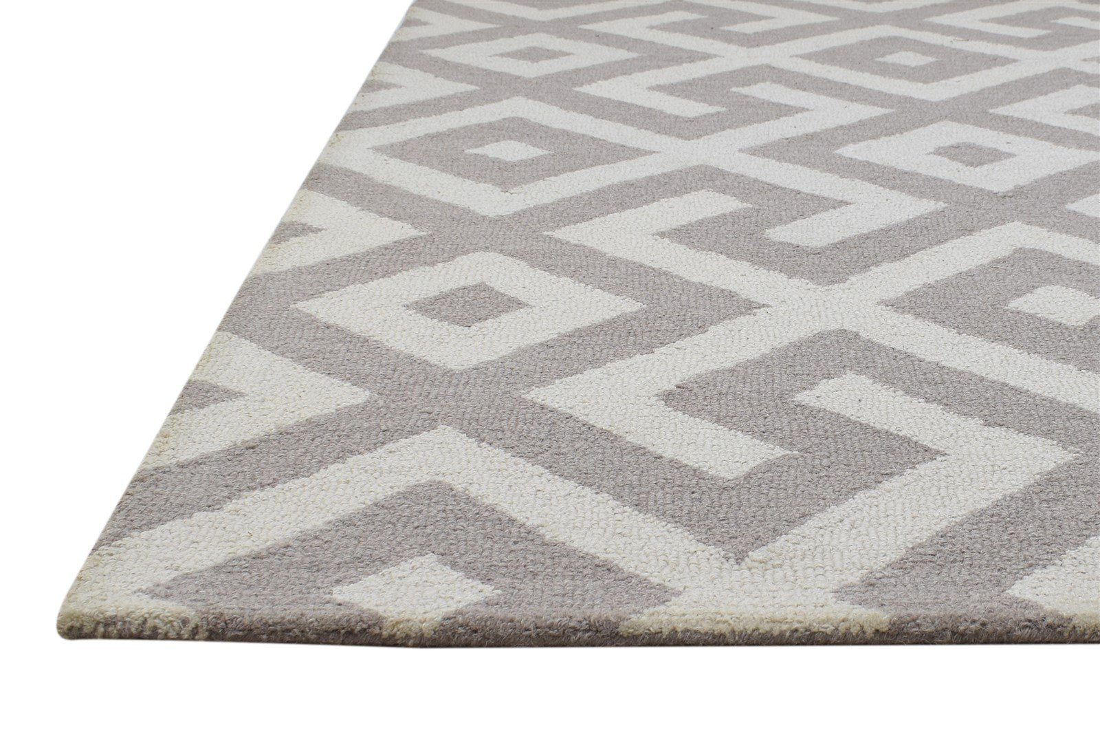 Sand Wool Rug 4' X 6' Modern Hand Tufted Scandinavian Geometric Room Size Carpet 