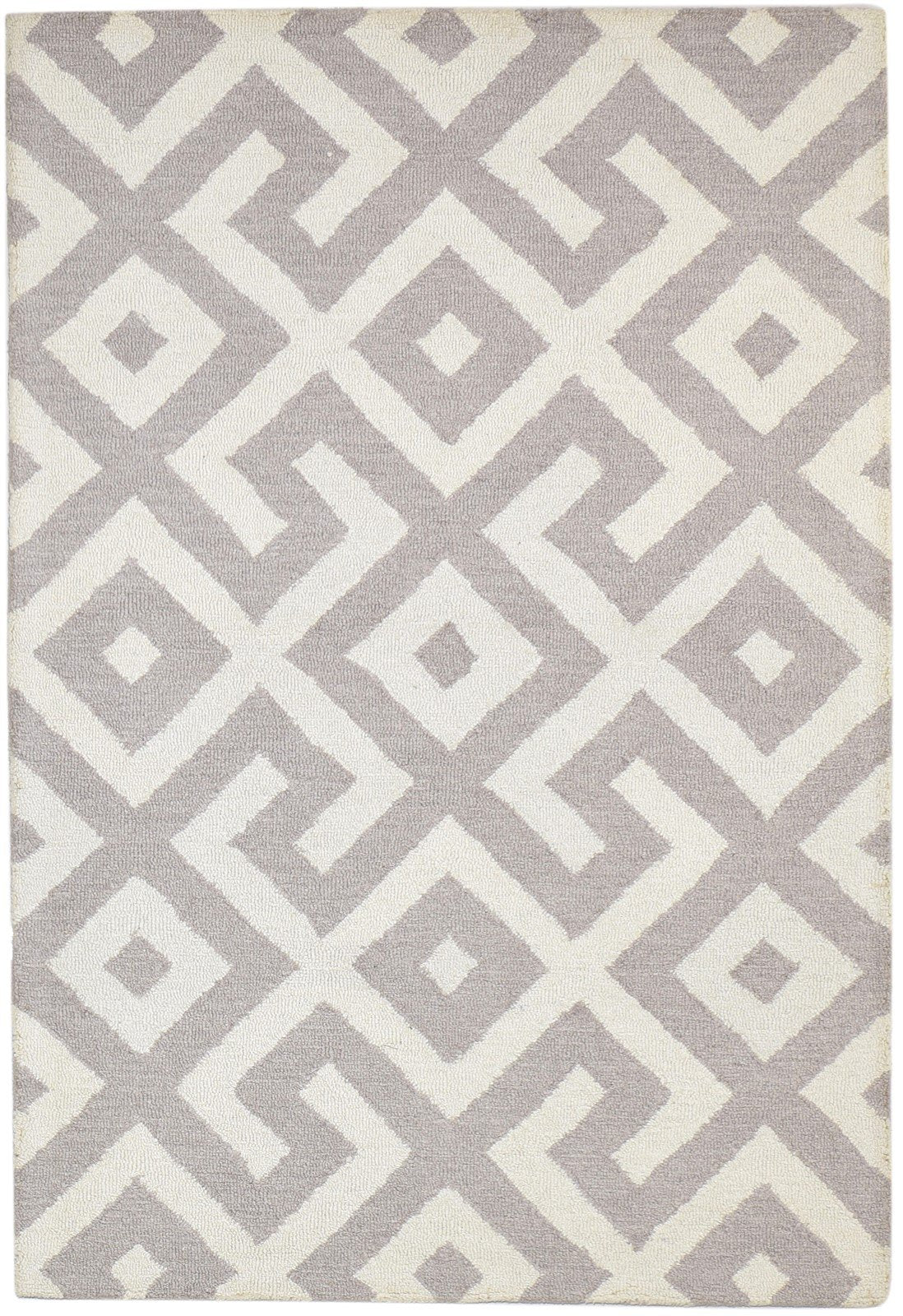 Sand Wool Rug 4' X 6' Modern Hand Tufted Scandinavian Geometric Room Size Carpet 