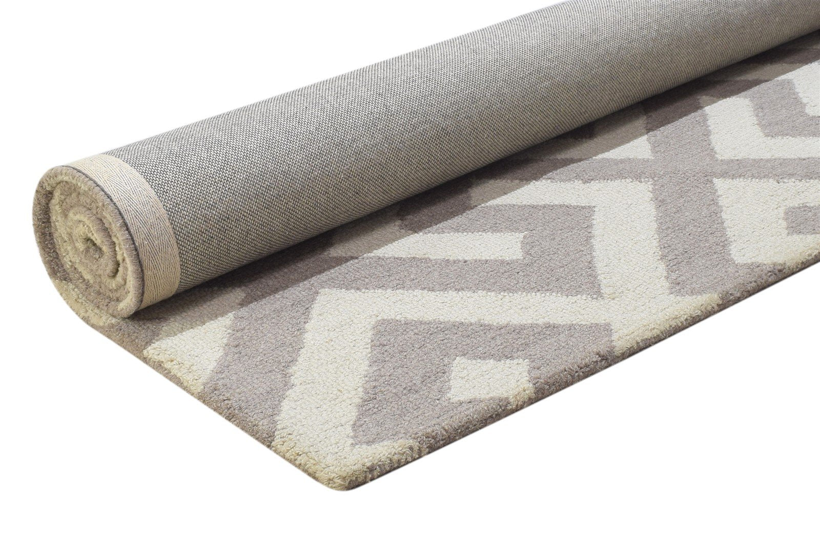 Sand Wool Rug 4' X 6' Modern Hand Tufted Scandinavian Geometric Room Size Carpet 