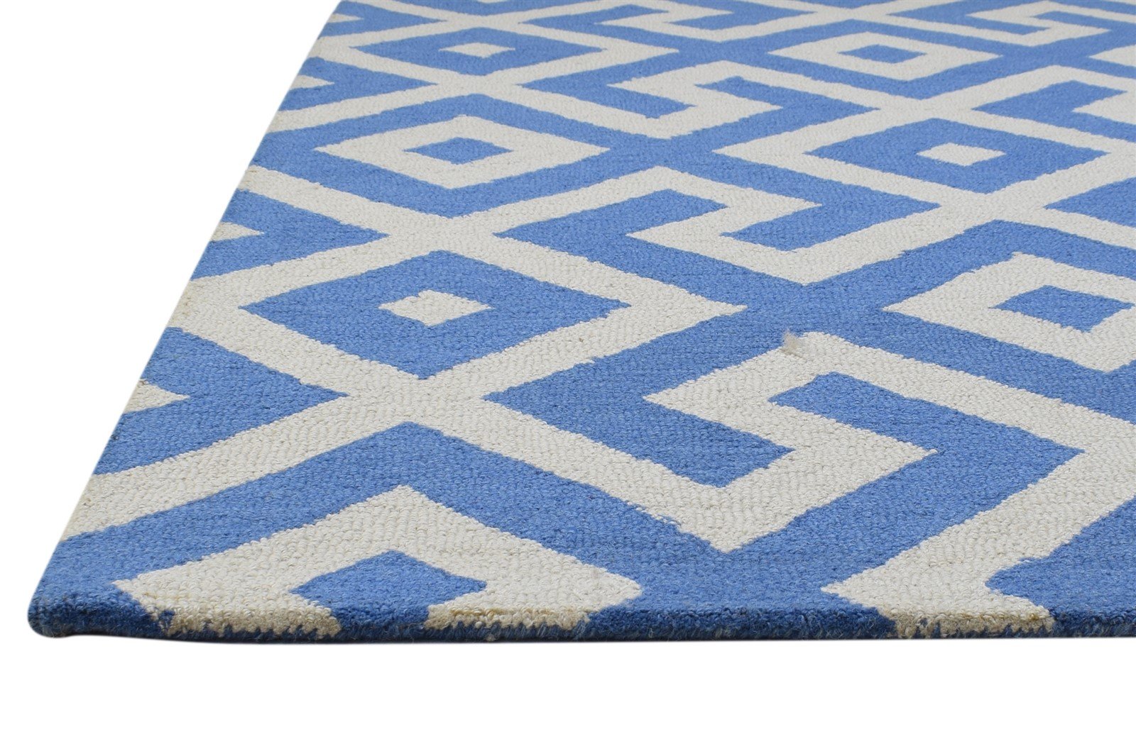 4' X 6' Rug Wool Blue Modern Hand Tufted Scandinavian Geometric Room Size Carpet 