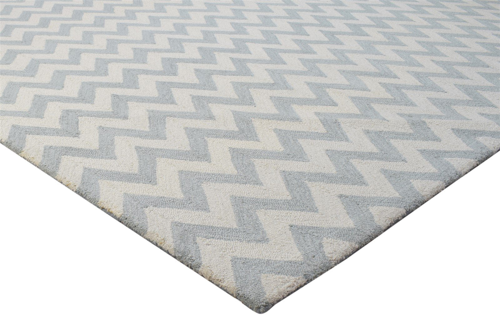 Hand Tufted Grey Wool Rug 8' X 10' Modern Scandinavian Chevron Large Carpet 