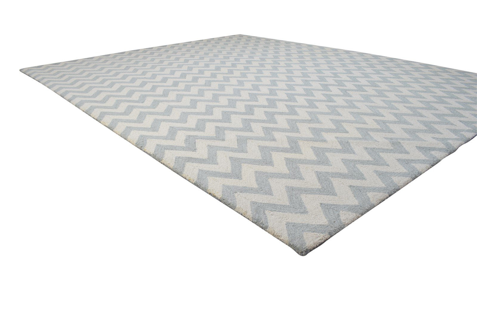 Hand Tufted Grey Wool Rug 8' X 10' Modern Scandinavian Chevron Large Carpet 