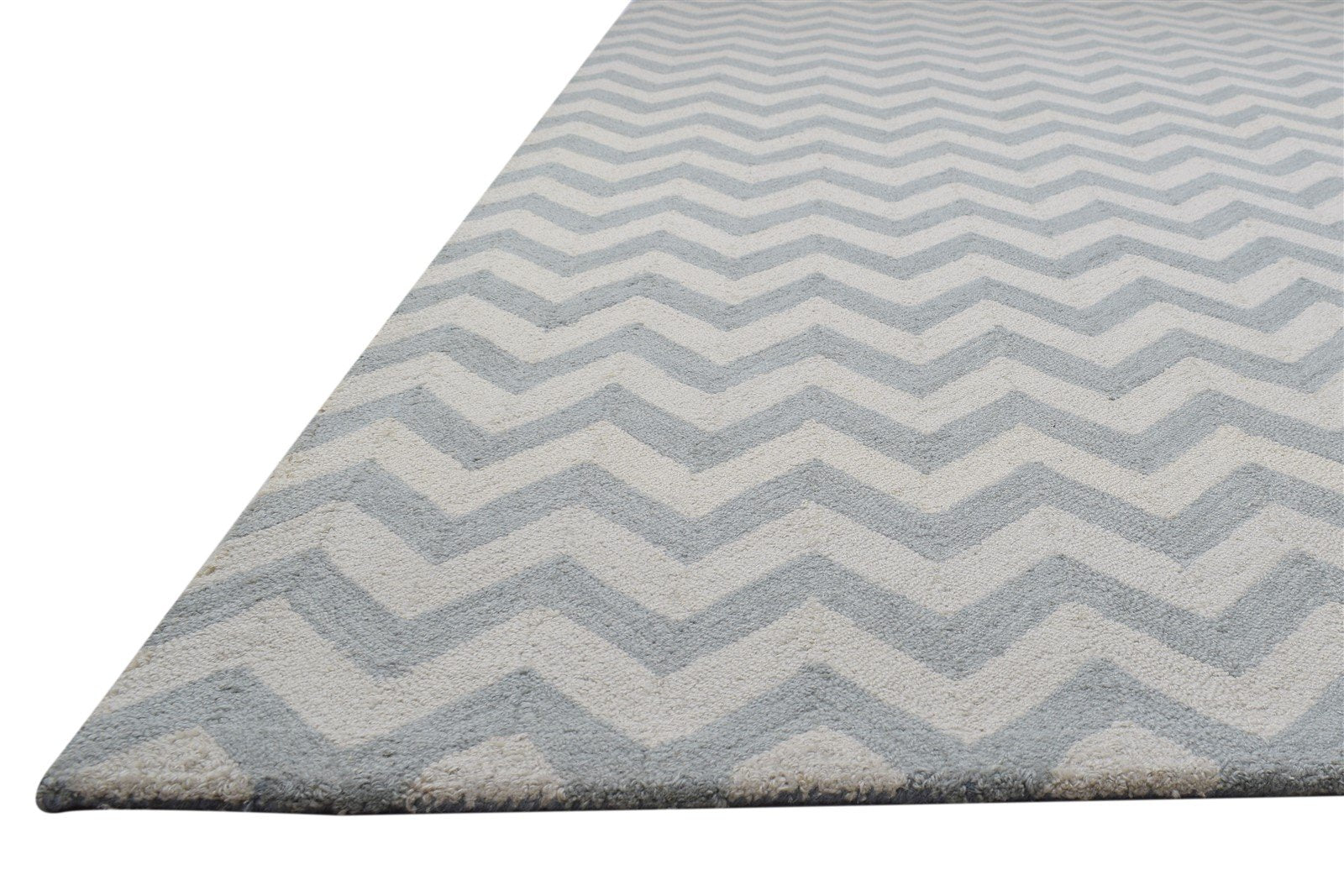 Hand Tufted Grey Wool Rug 8' X 10' Modern Scandinavian Chevron Large Carpet 