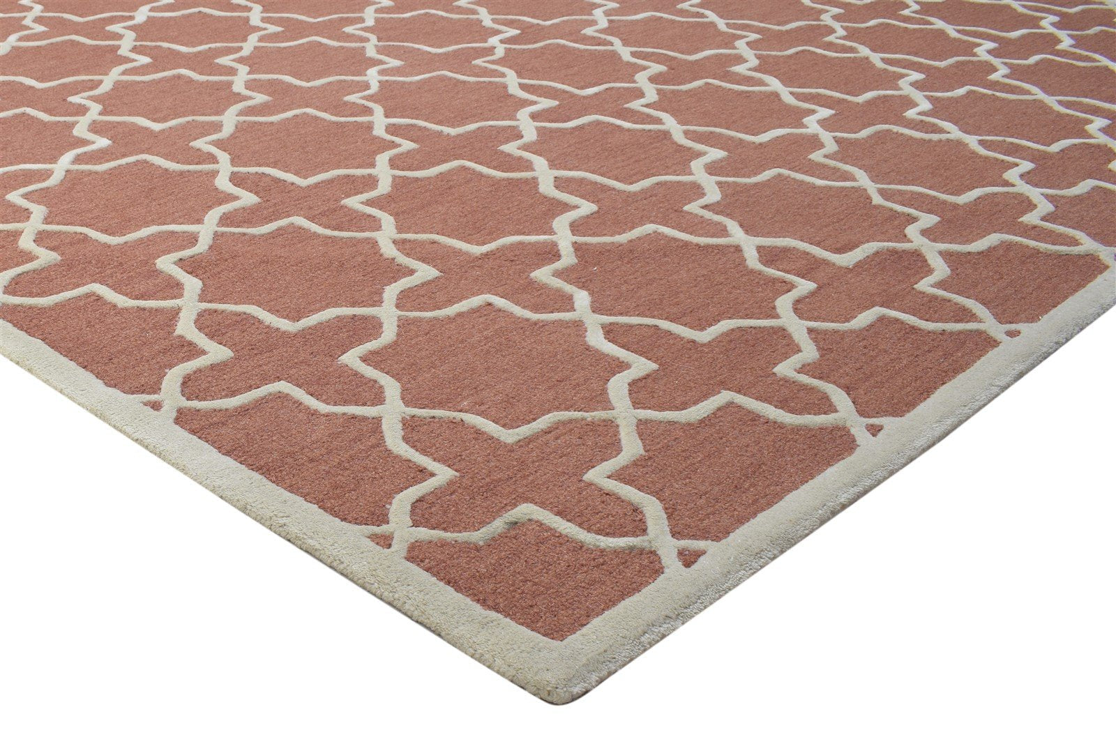 Wool Rust Rug 8' X 10' Modern Hand Tufted Moroccan Geometric Large Carpet 