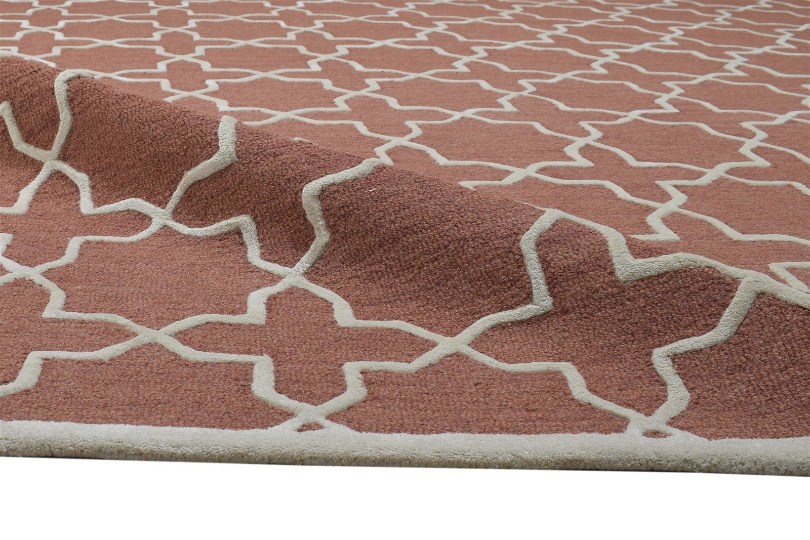 Wool Rust Rug 8' X 10' Modern Hand Tufted Moroccan Geometric Large Carpet 