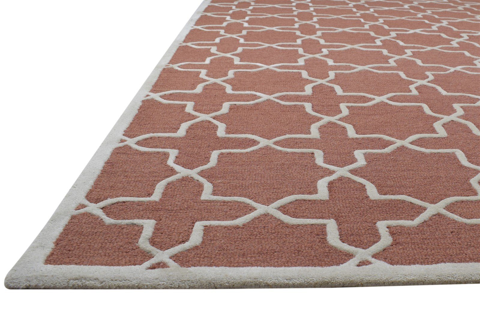 Wool Rust Rug 8' X 10' Modern Hand Tufted Moroccan Geometric Large Carpet 