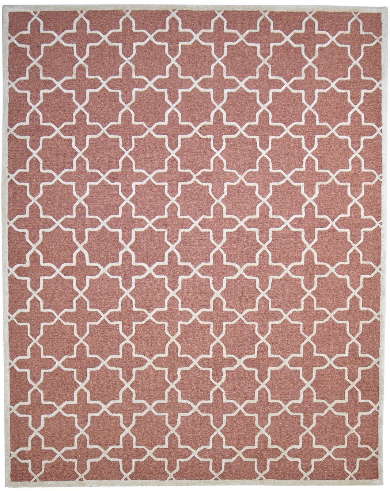 Wool Rust Rug 8' X 10' Modern Hand Tufted Moroccan Geometric Large Carpet 