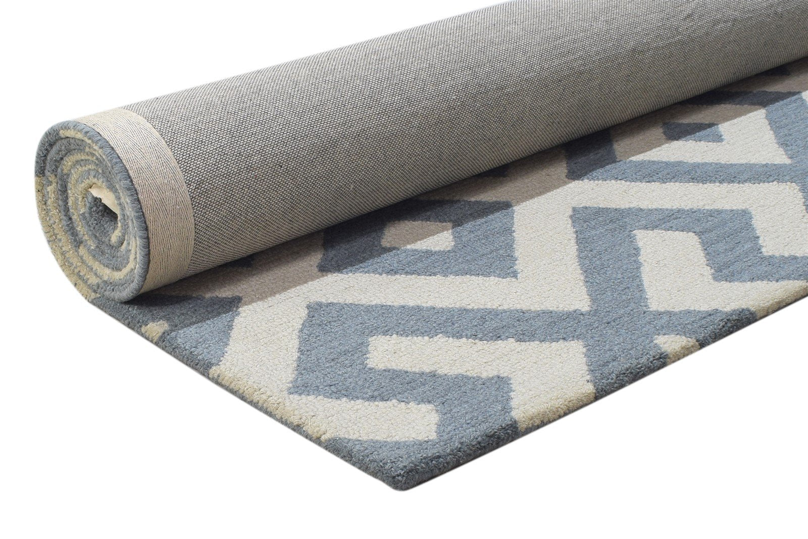 Hand Tufted Grey Wool Rug 5' X 8' Modern Scandinavian Geometric Room Size Carpet 