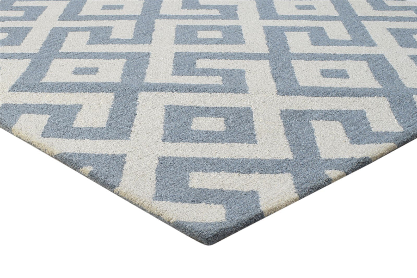 Hand Tufted Grey Wool Rug 5' X 8' Modern Scandinavian Geometric Room Size Carpet 