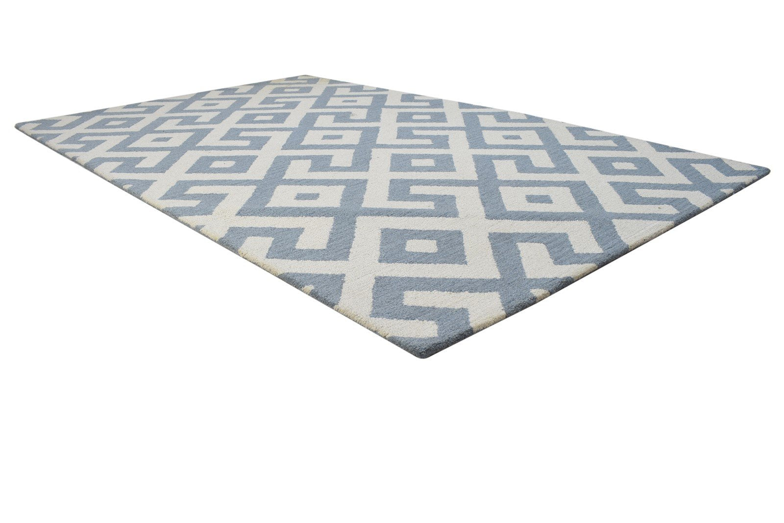 Hand Tufted Grey Wool Rug 5' X 8' Modern Scandinavian Geometric Room Size Carpet 