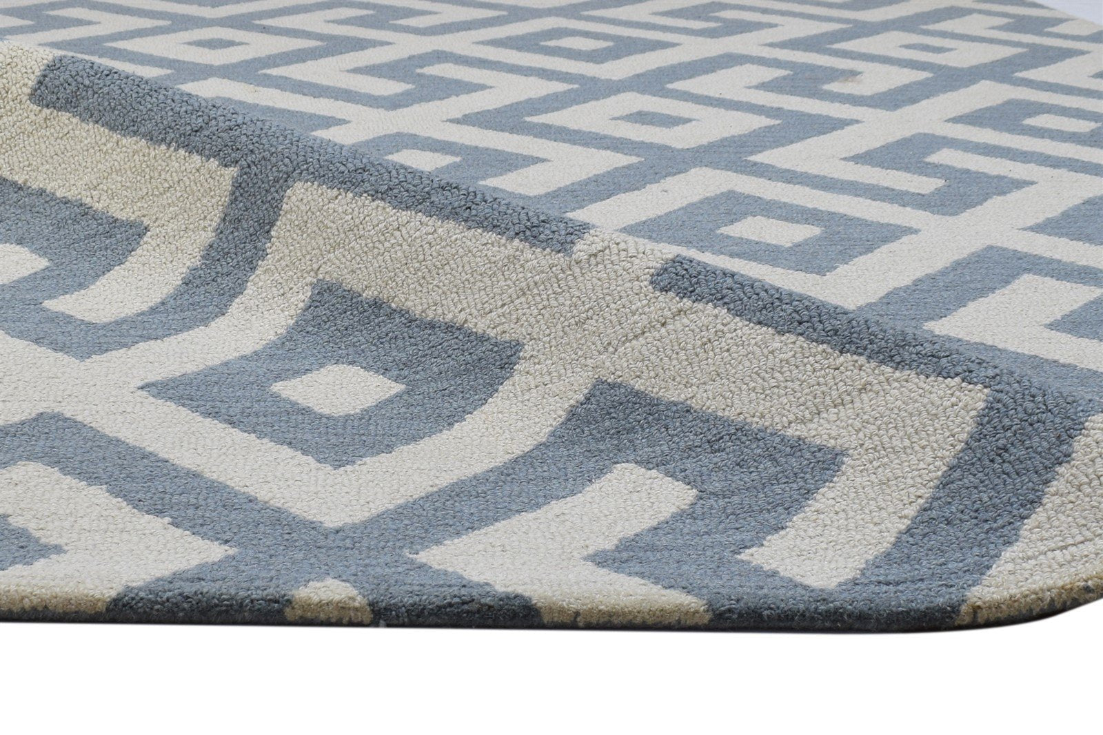 Hand Tufted Grey Wool Rug 5' X 8' Modern Scandinavian Geometric Room Size Carpet 