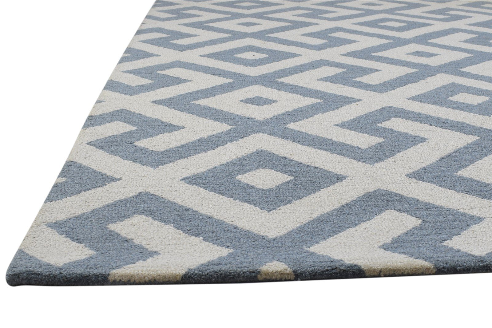 Hand Tufted Grey Wool Rug 5' X 8' Modern Scandinavian Geometric Room Size Carpet 