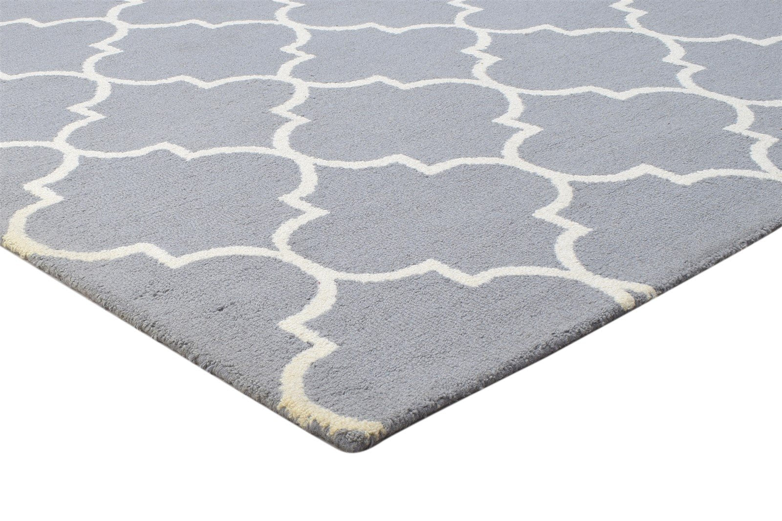 Wool Dark Grey Rug 5' X 8' Modern Hand Tufted Moroccan Trellis Room Size Carpet 