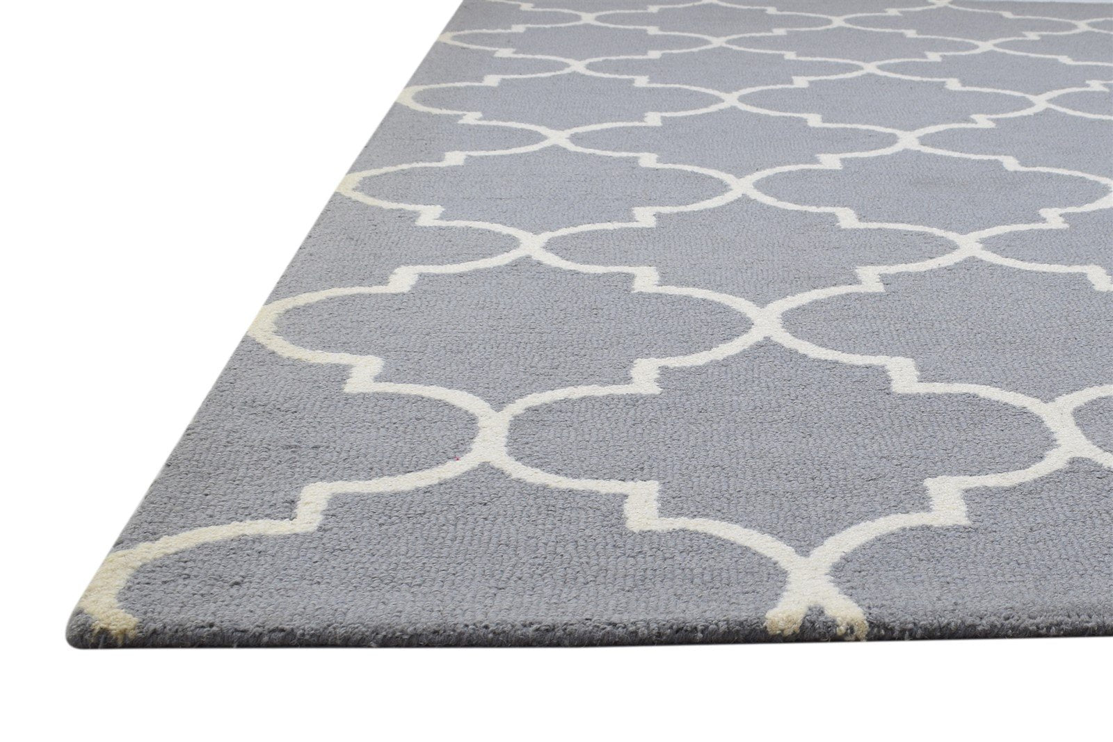 Wool Dark Grey Rug 5' X 8' Modern Hand Tufted Moroccan Trellis Room Size Carpet 