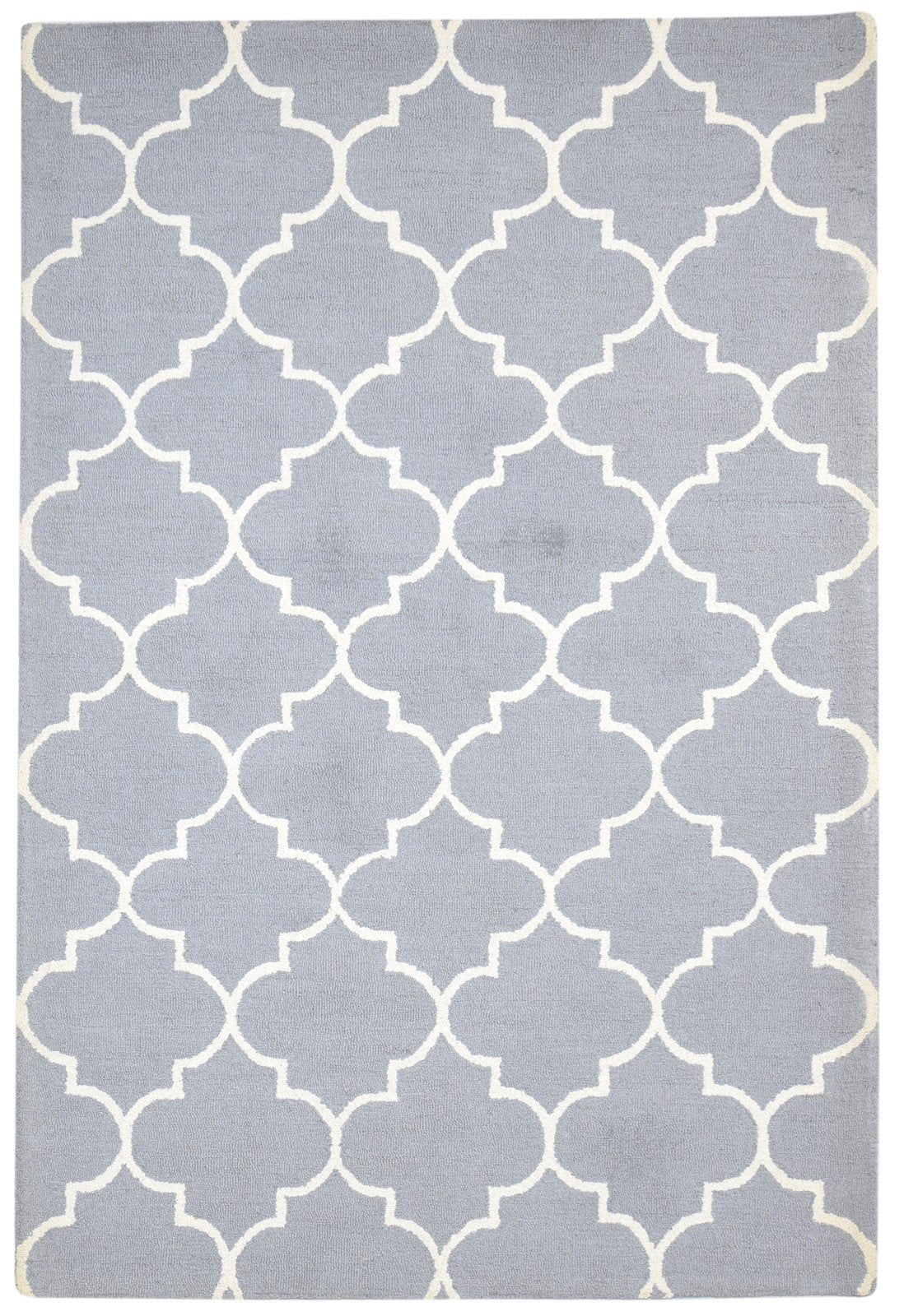 Wool Dark Grey Rug 5' X 8' Modern Hand Tufted Moroccan Trellis Room Size Carpet 