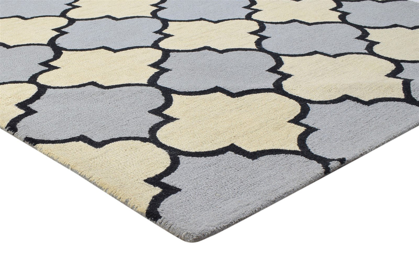 5' X 8' Rug Wool Grey Modern Hand Tufted Moroccan Trellis Room Size Carpet 