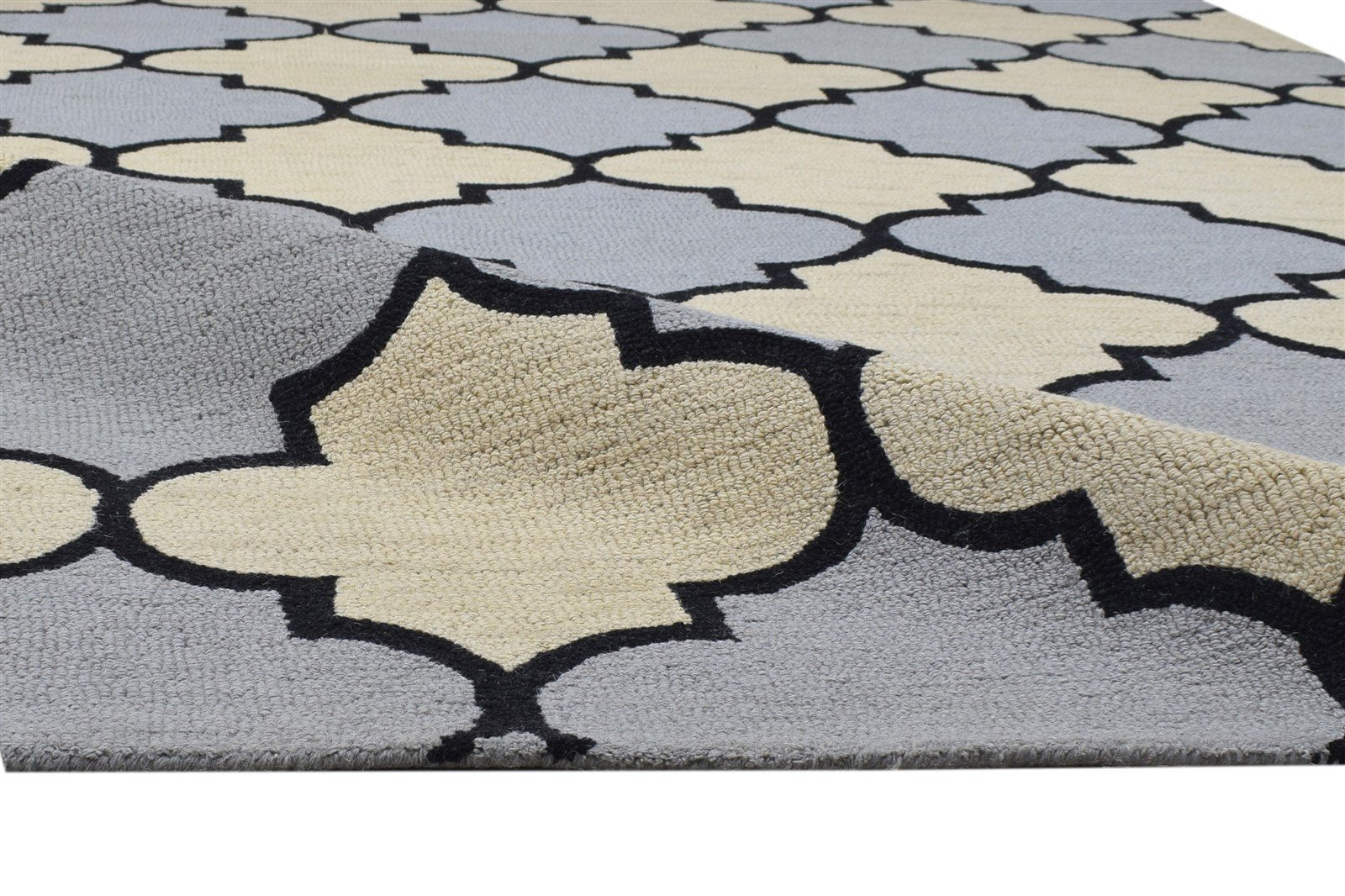 5' X 8' Rug Wool Grey Modern Hand Tufted Moroccan Trellis Room Size Carpet 