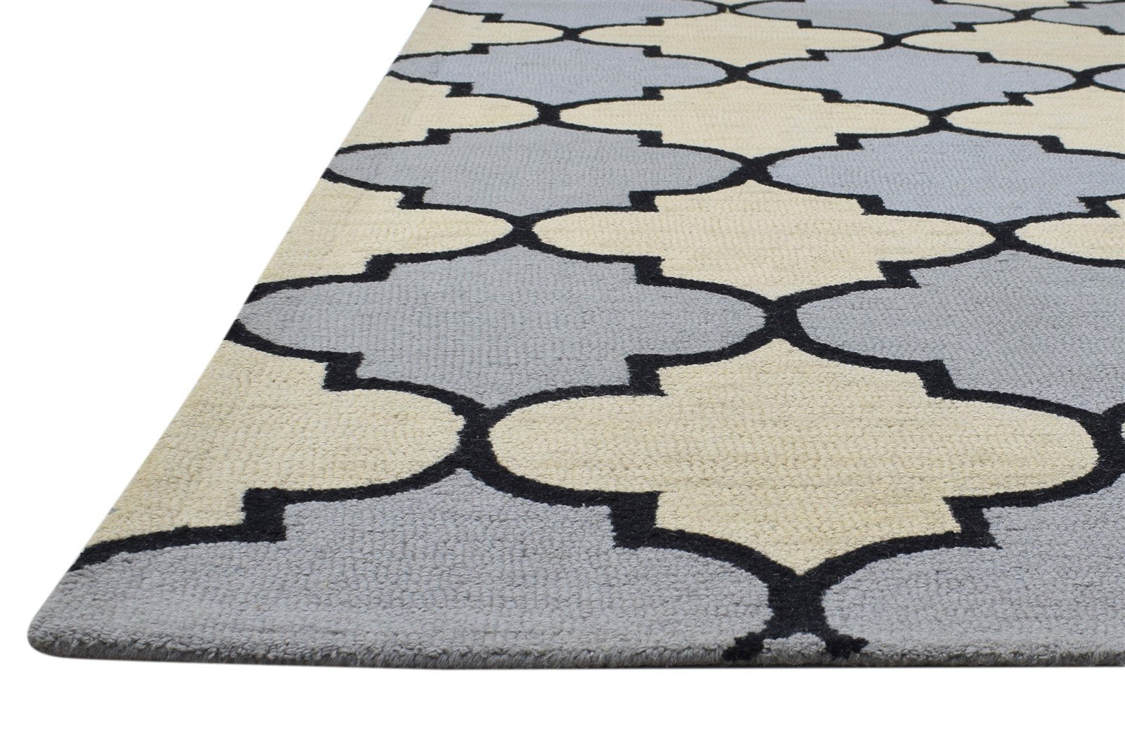 5' X 8' Rug Wool Grey Modern Hand Tufted Moroccan Trellis Room Size Carpet 