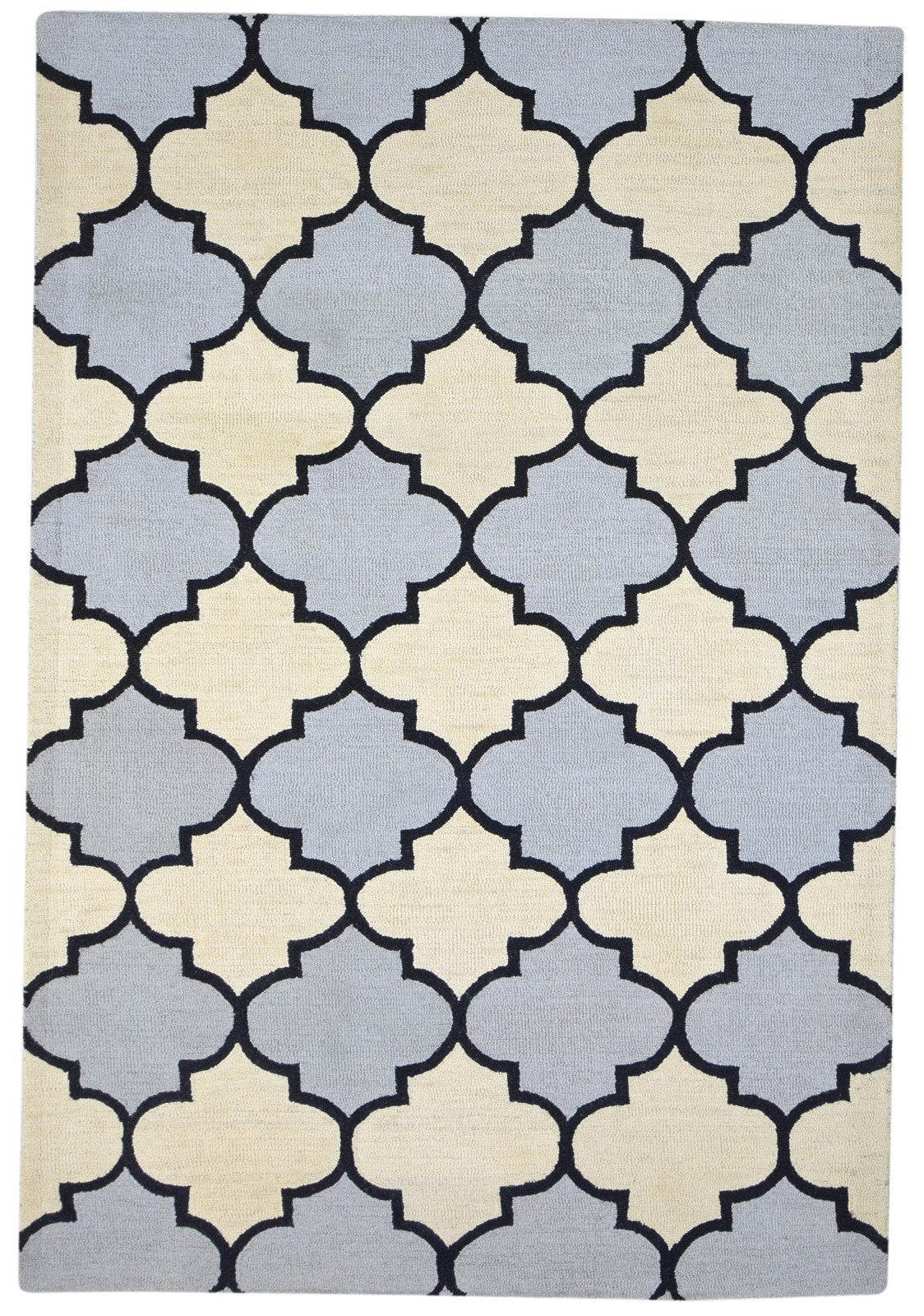 5' X 8' Rug Wool Grey Modern Hand Tufted Moroccan Trellis Room Size Carpet 