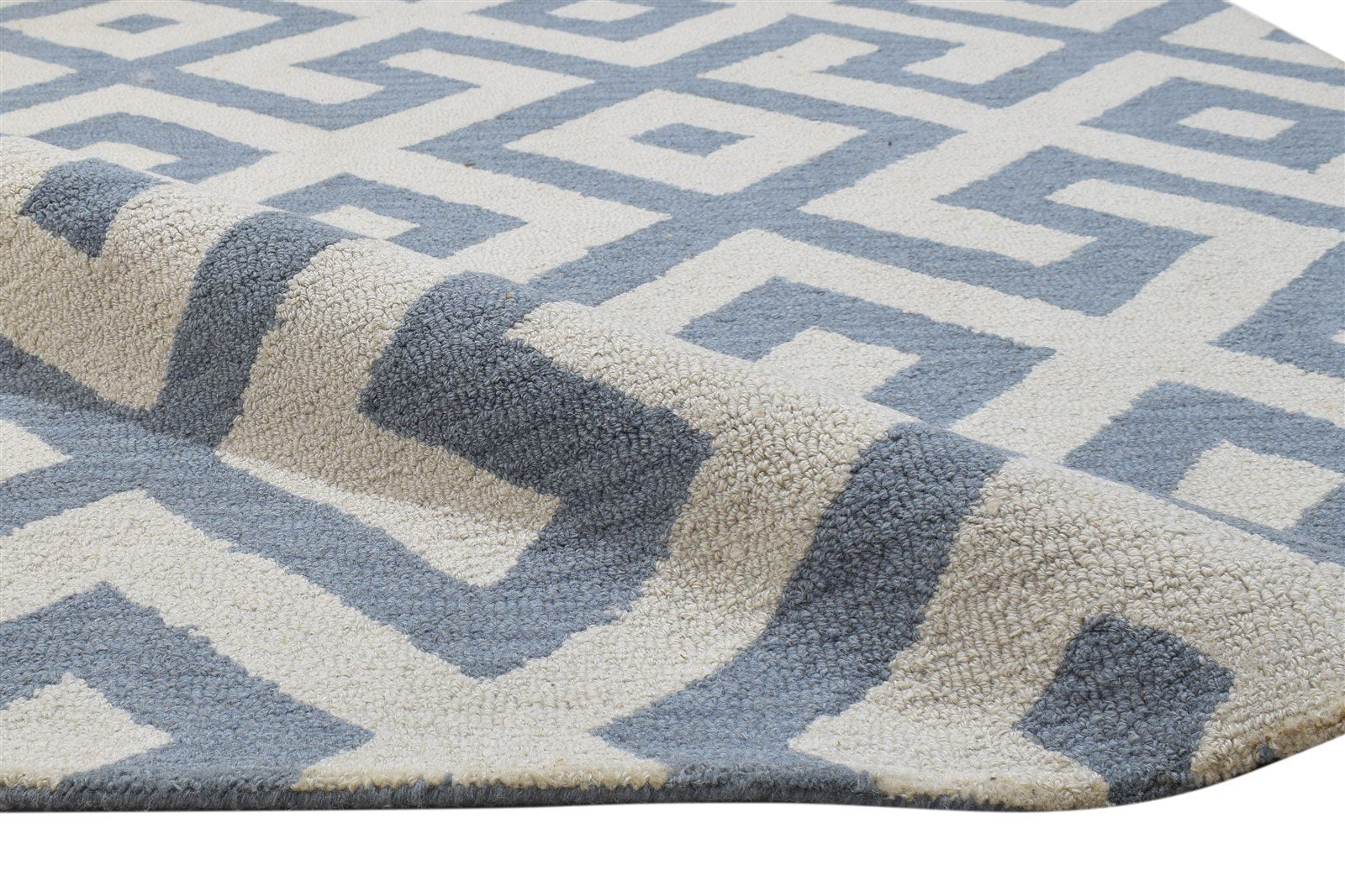 Wool Grey Rug 4' X 6' Modern Hand Tufted Scandinavian Geometric Room Size Carpet 