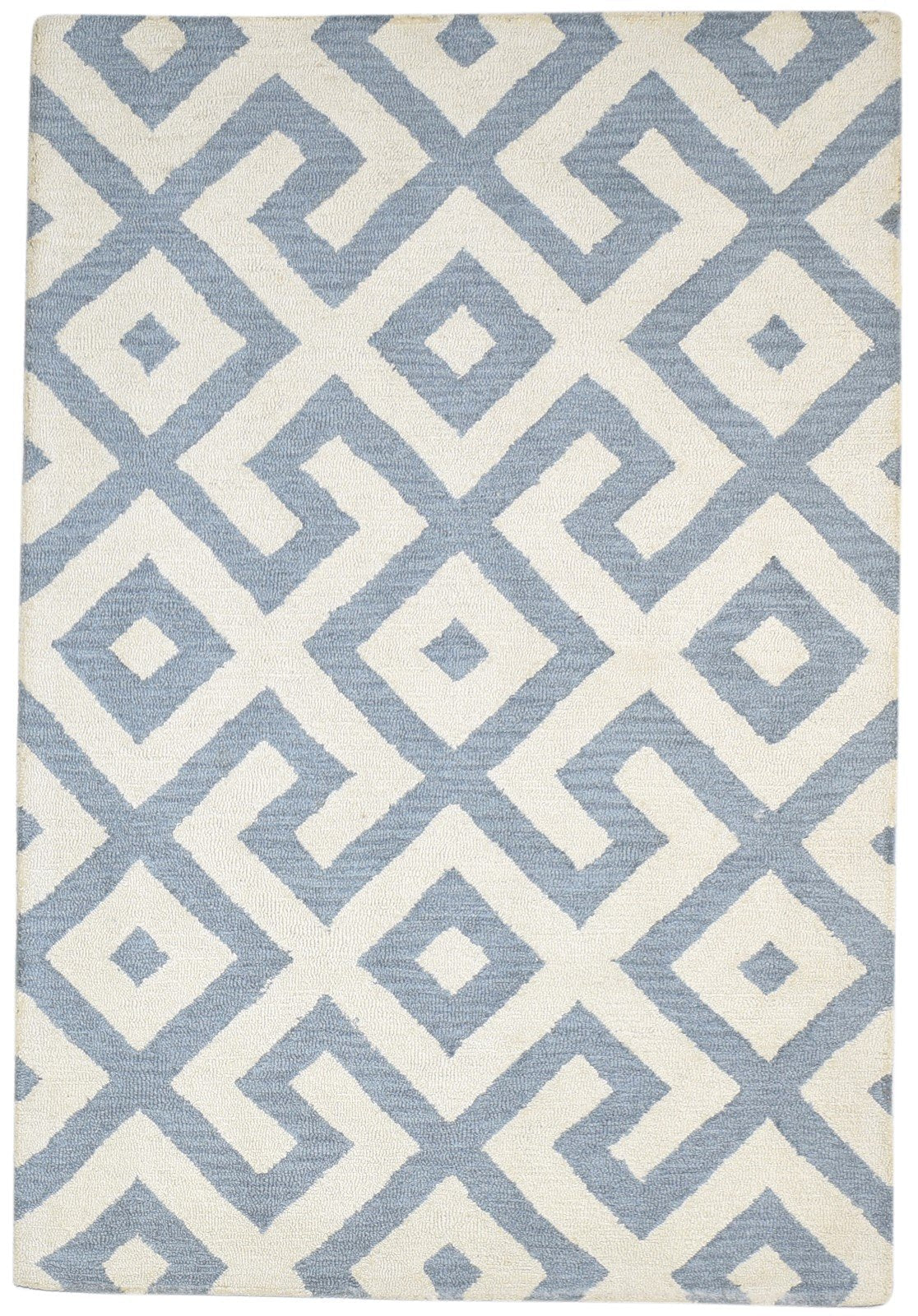 Wool Grey Rug 4' X 6' Modern Hand Tufted Scandinavian Geometric Room Size Carpet 