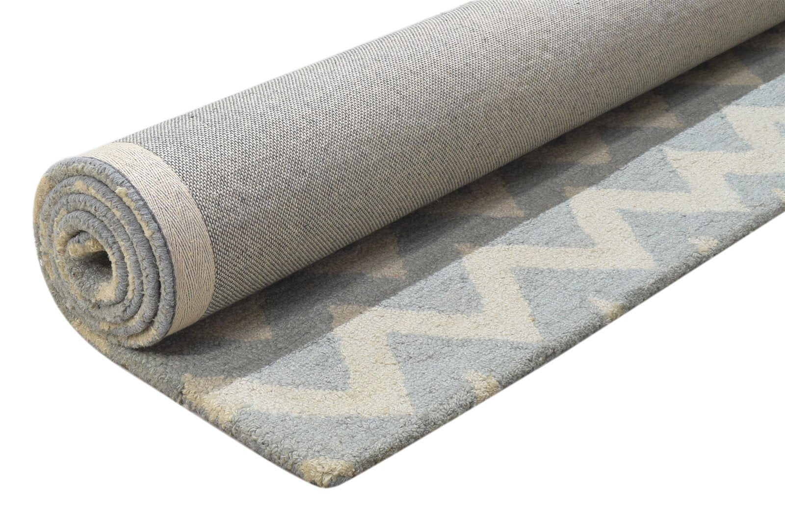 Hand Tufted Grey Wool Rug 4' X 6' Modern Scandinavian Chevron Room Size Carpet 