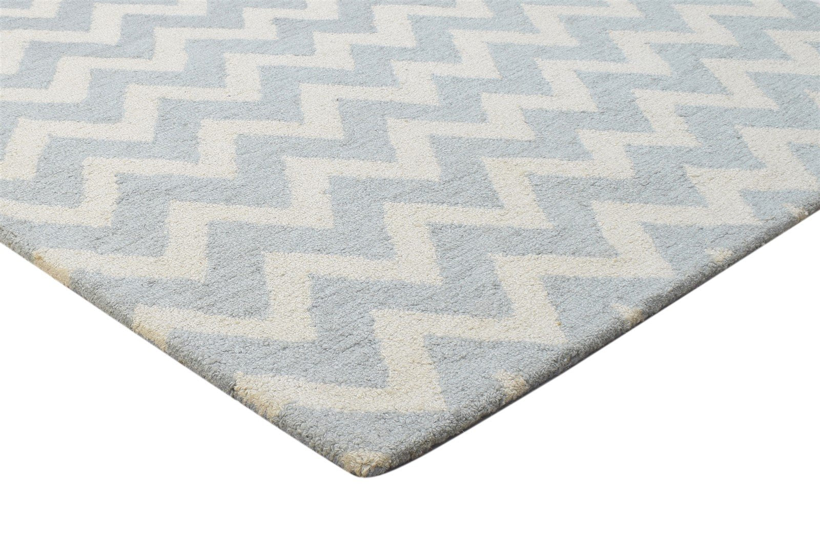 Hand Tufted Grey Wool Rug 4' X 6' Modern Scandinavian Chevron Room Size Carpet 