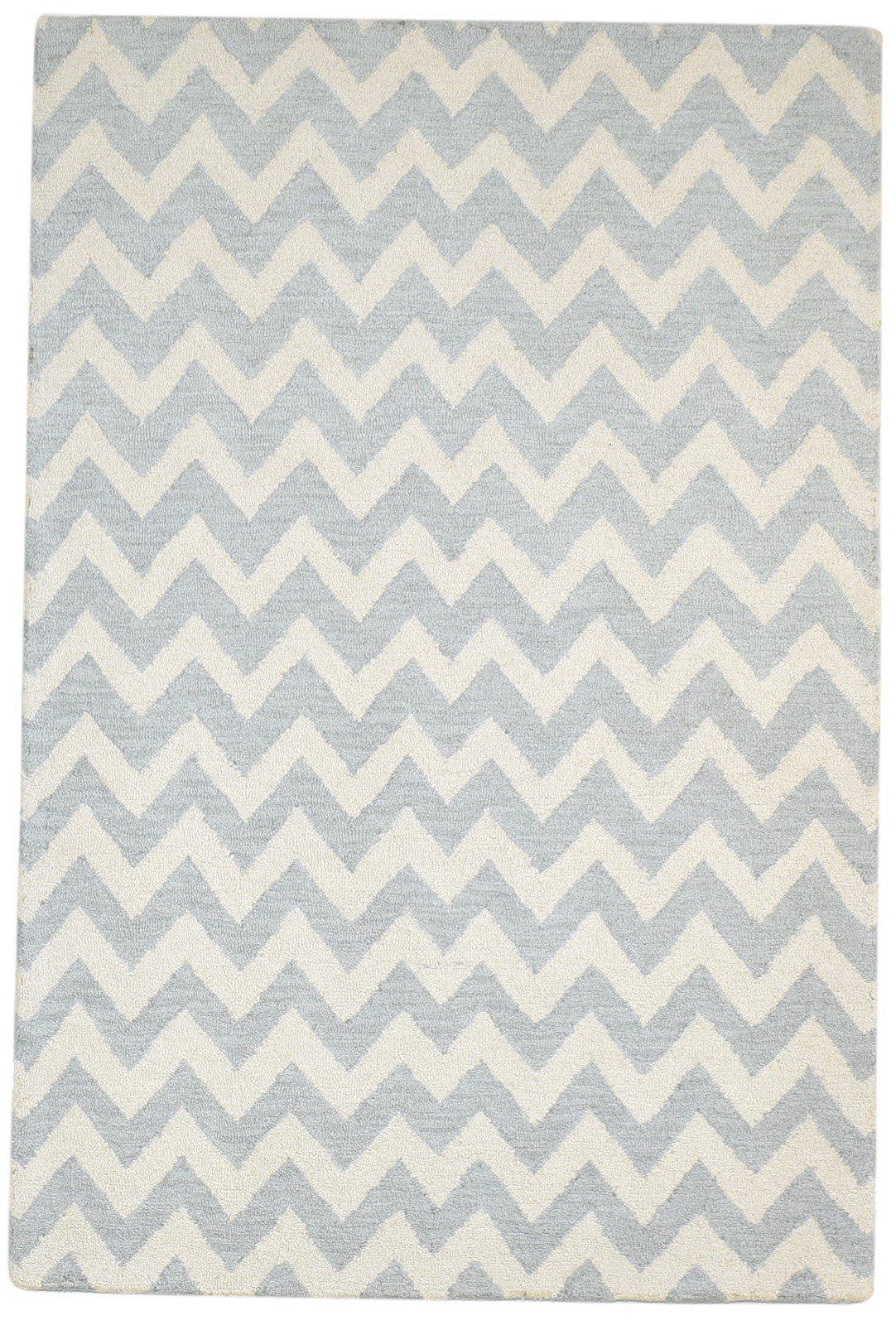 Hand Tufted Grey Wool Rug 4' X 6' Modern Scandinavian Chevron Room Size Carpet 