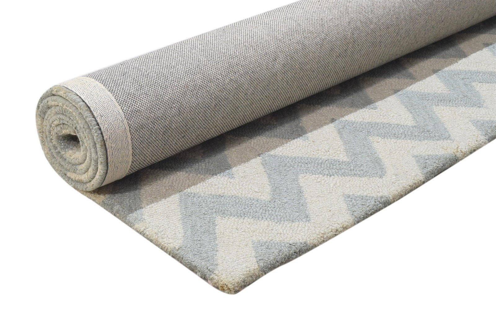 Wool Grey Rug 4' X 6' Modern Hand Tufted Scandinavian Chevron Room Size Carpet 